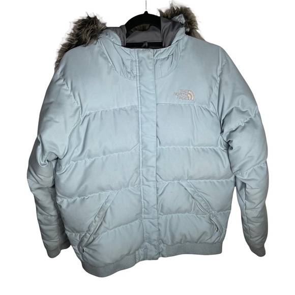 The North Face Girl's XL 550 Hooded Puffer Jacket Light Blue